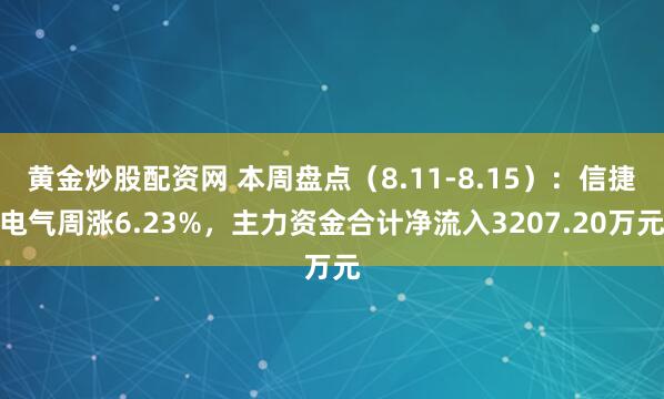 黄金炒股配资网 本周盘点（8.11-8.15）：信捷电气周涨6.23%，主力资金合计净流入3207.20万元